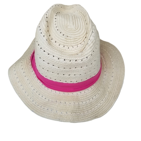 O'Rageous Soft Straw Style Fedora Floppy Sun hat Women's One Size - Picture 3 of 8